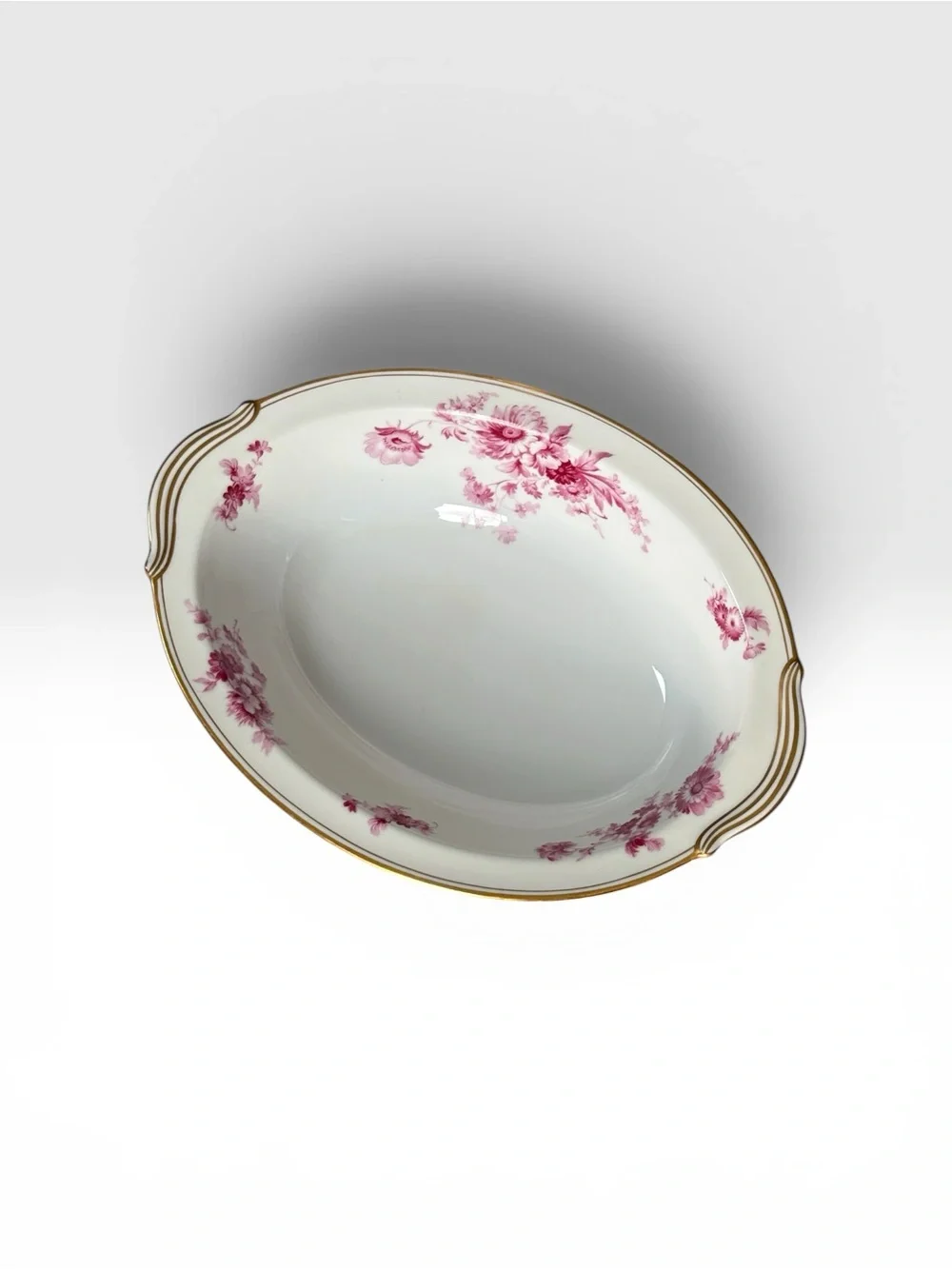 Noritake Vintage Pink Chrysanthemum China Japan Serving Bowl Dish Gold Trim